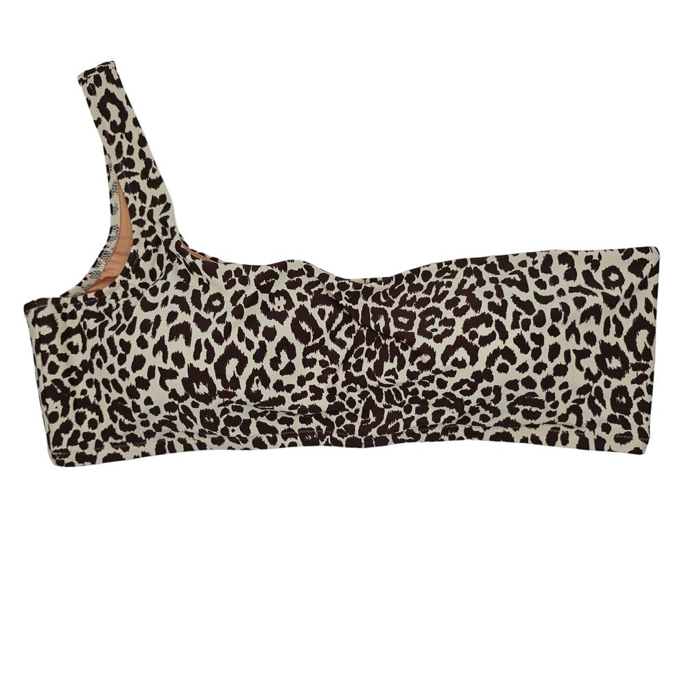 J. Crew Womans size 2X One Shoulder Bikini Top in Leopard Print Wider Back NEW